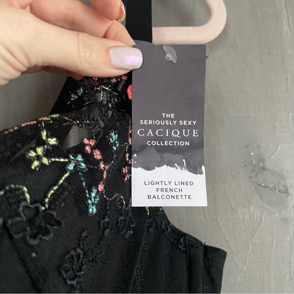 Cacique seriously sexy collection lightly lined French balconette lace floral - Picture 6 of 8